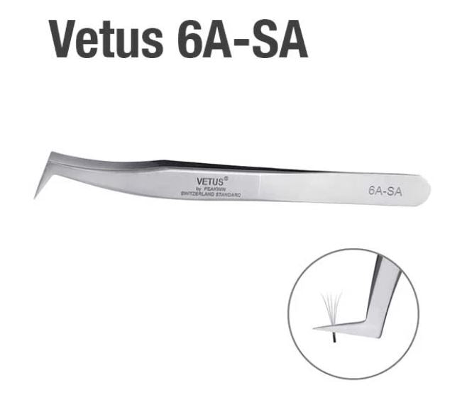 Vetus 6A - Sa tweezers for Eyelash Extension Application - professional tweezers for perfecting your volume fans and eyelash placement.